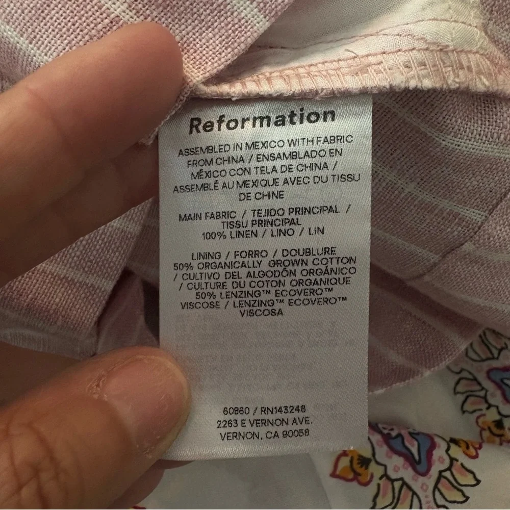 NWT Reformation Billy Linen Short Pink Baby Girl Striped Size XS - Picture 12 of 15
